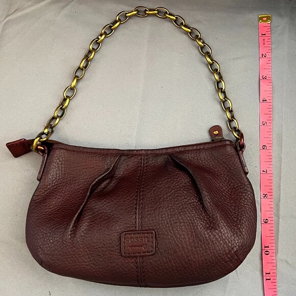 Fossil Tan Brown‎ Leather Mini Chain Shoulder - Picture 11 of 11